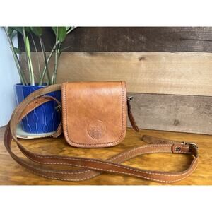 Vintage Passports of Pier 1 Brown Leather Mini Crossbody Purse